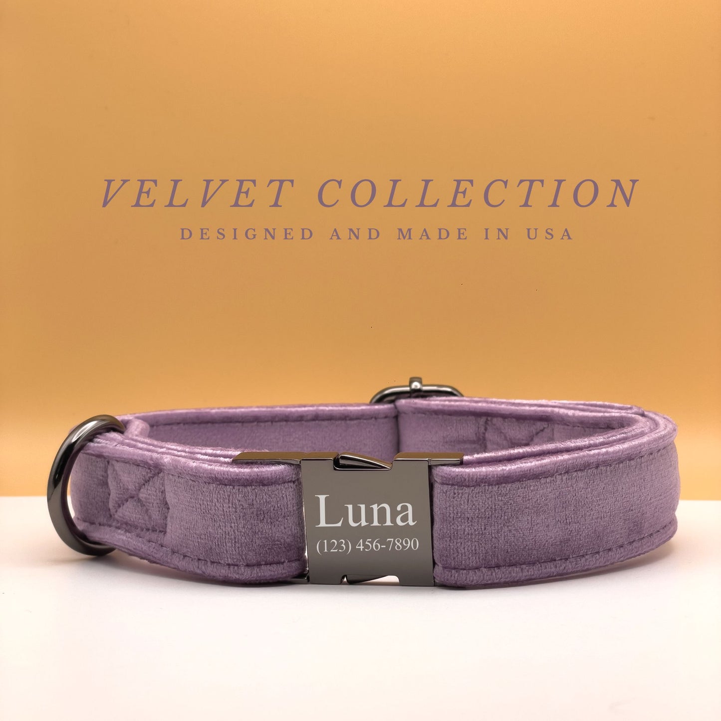 Lavender Velvet Dog Collar