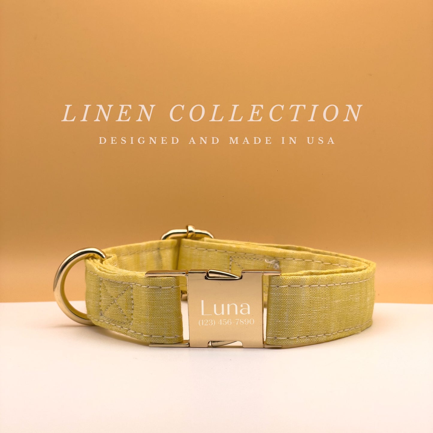 Yellow Linen Dog Collar