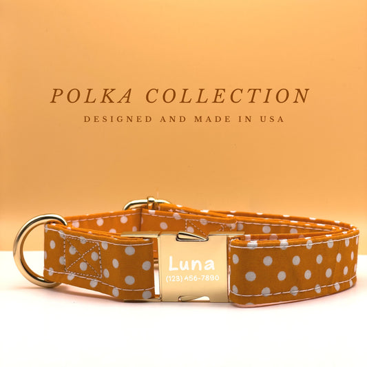 Orange Polka Dot Dog Collar