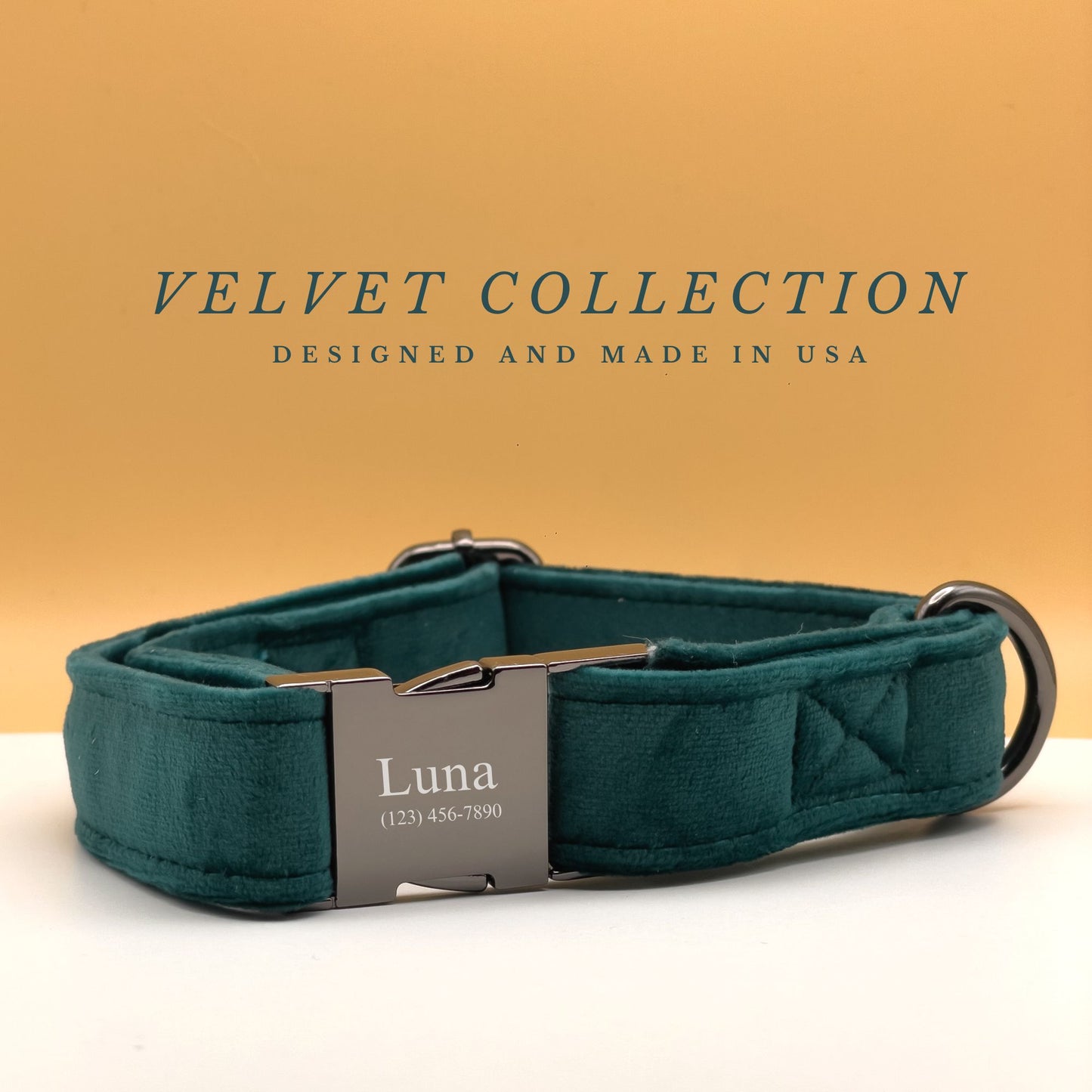 Green Velvet Dog Collar