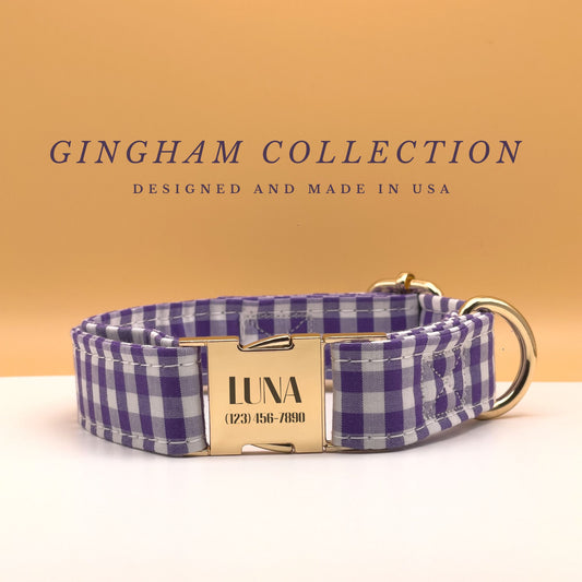 Gingham Dog Collar