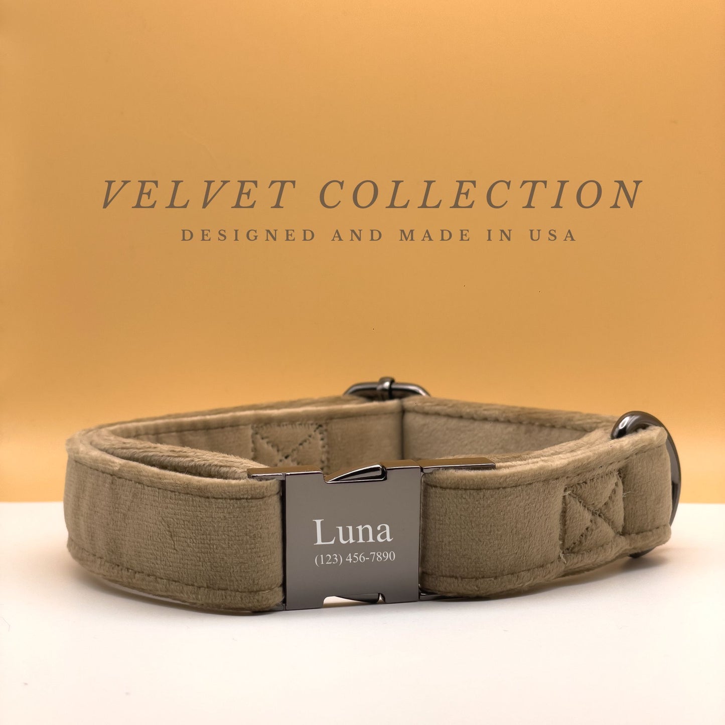 Coffee Velvet Dog Collar