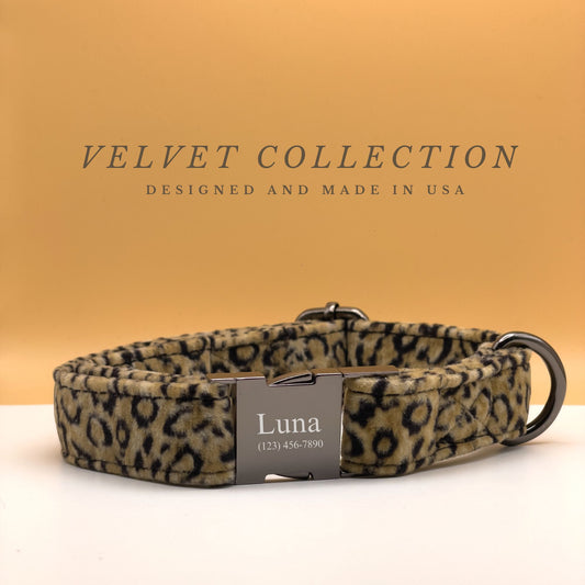 Leopard Velvet Dog Collar