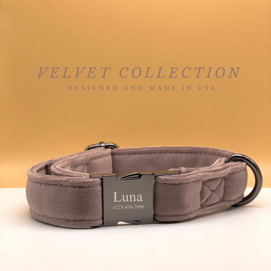 Mauve Velvet Dog Collar